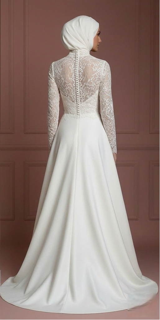 Islamic Hijab Wedding Dress Full Coverage Bridal Gown Muslim