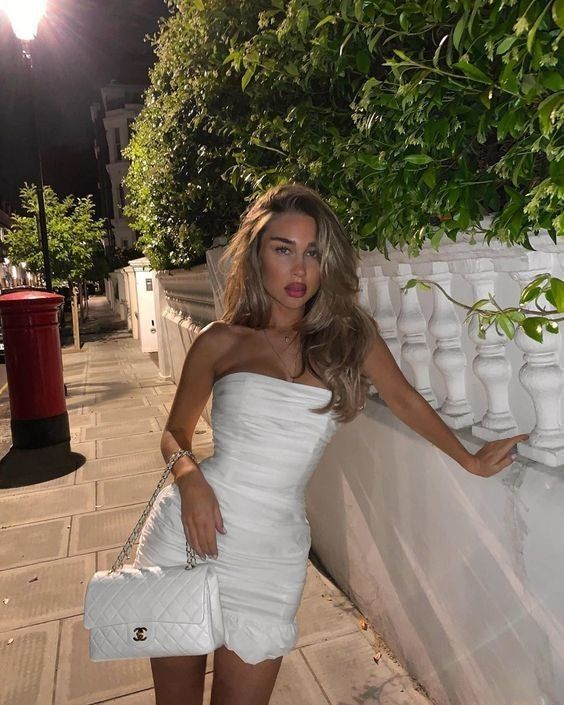 White Bodycon Short Homecoming Dress Strapless Homecoming Dress