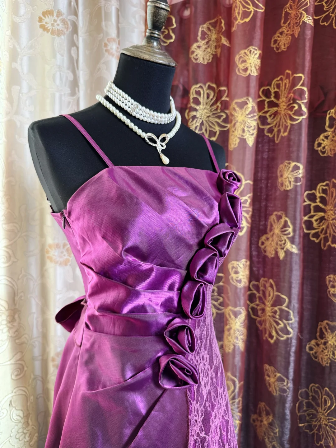 Charming Purple Satin Lace Short Prom Dress Formal Graduation Homecoming Dress