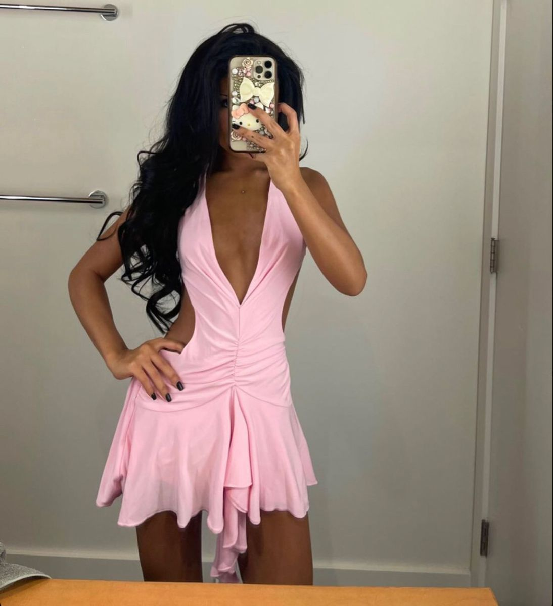 Simple Halter Pink Chiffon Pleated Short Homecoming Dress Birthday Outfits