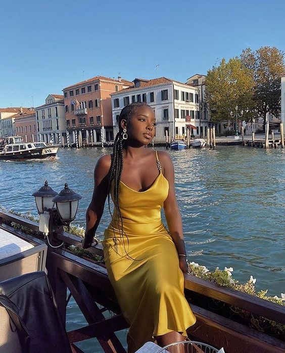 Elegant Yellow Straps Party Dress For Black Girls