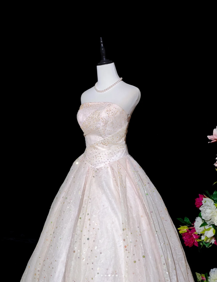 Fairy Strapless Pink Tulle Sequin Quinceanera Dress Sweet 16 Dress