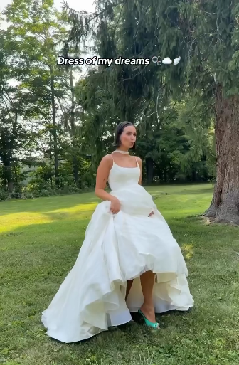 Simple Ball Gown Spaghetti Straps White Satin Long Wedding Dresses Bridal Dress