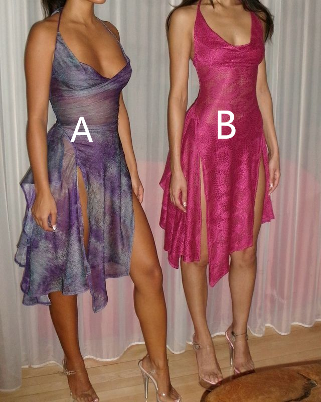 Vintage Halter Purple Chiffon Slit Homecoming Dress,A Line Short Prom Dress