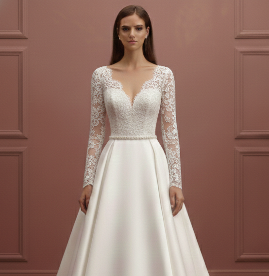 Jewel Neck Wedding Dress Formal Long Modest Lace Gown
