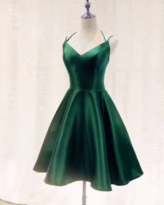 Cute A Line Satin Dresses Short Party Dress Simple Homecoming Dress