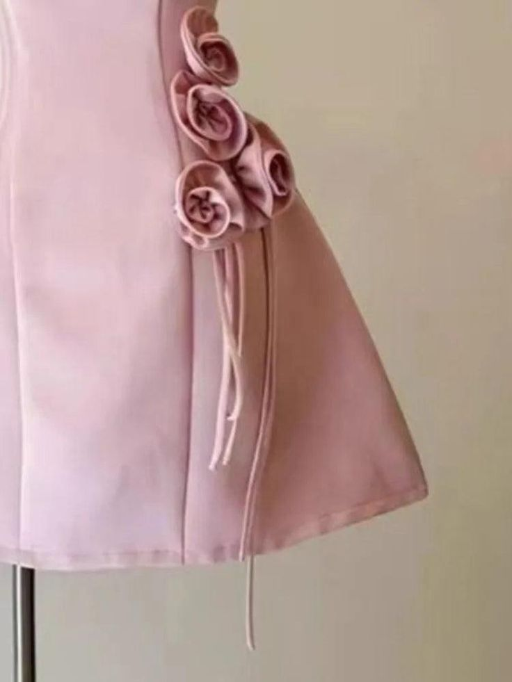 Cute Pink 3D Flower A Line Short Party Dress Homecoming Dress