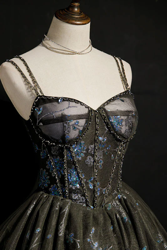 Gorgeous Sparkly Spaghetti Straps Short Homecoming Dress, Short Prom Gown