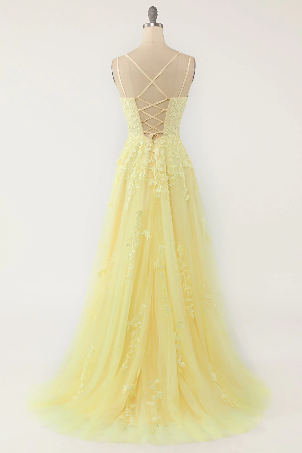 Elegant Lavender / Yellow A-line Prom Dress