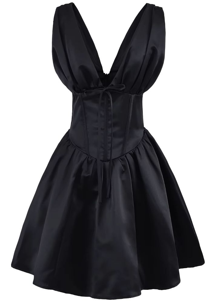Sexy Black V Neck A Line Homecoming Dress Mini Cocktail Dress