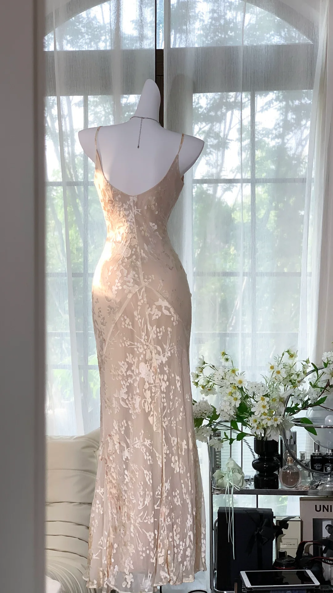 Charming Spaghetti Straps Chiffon Print Floral Mermaid Prom Dress Birthday Party Dress