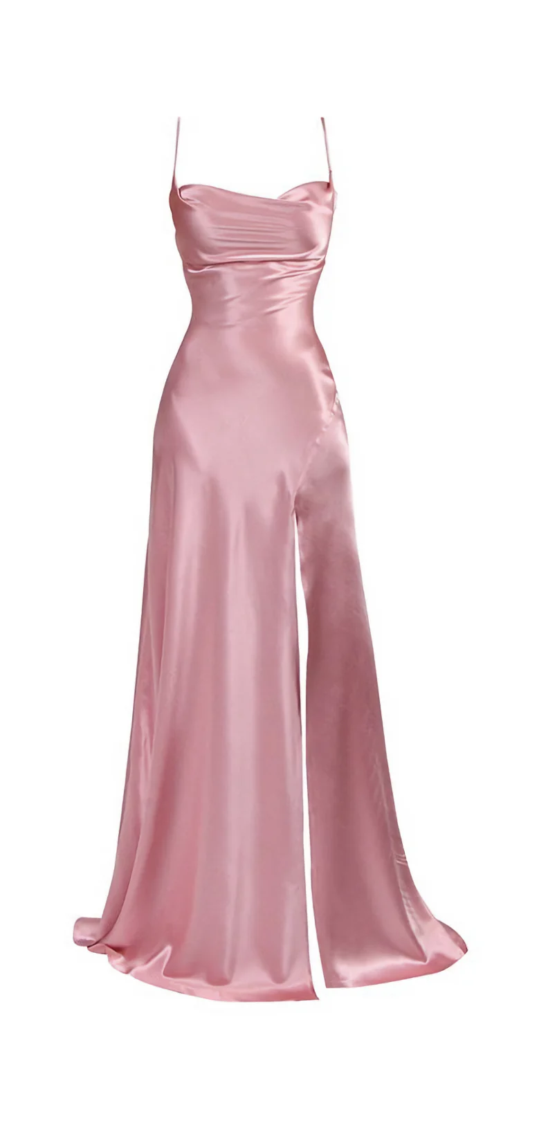 Simple Blue Spaghetti Straps Prom Dress With Split