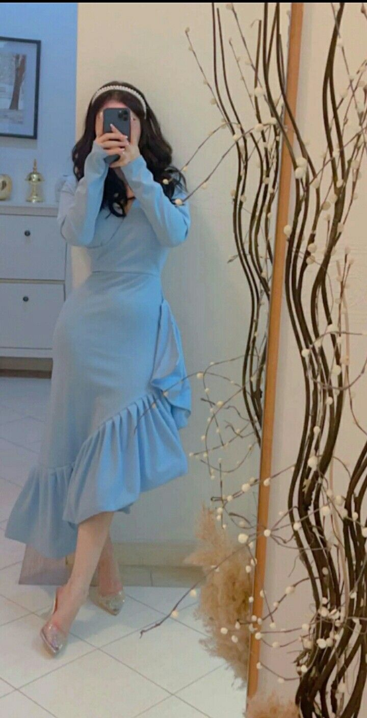 Elegant V Neck Blue Mermaid Evening Dress,Party Prom Dress
