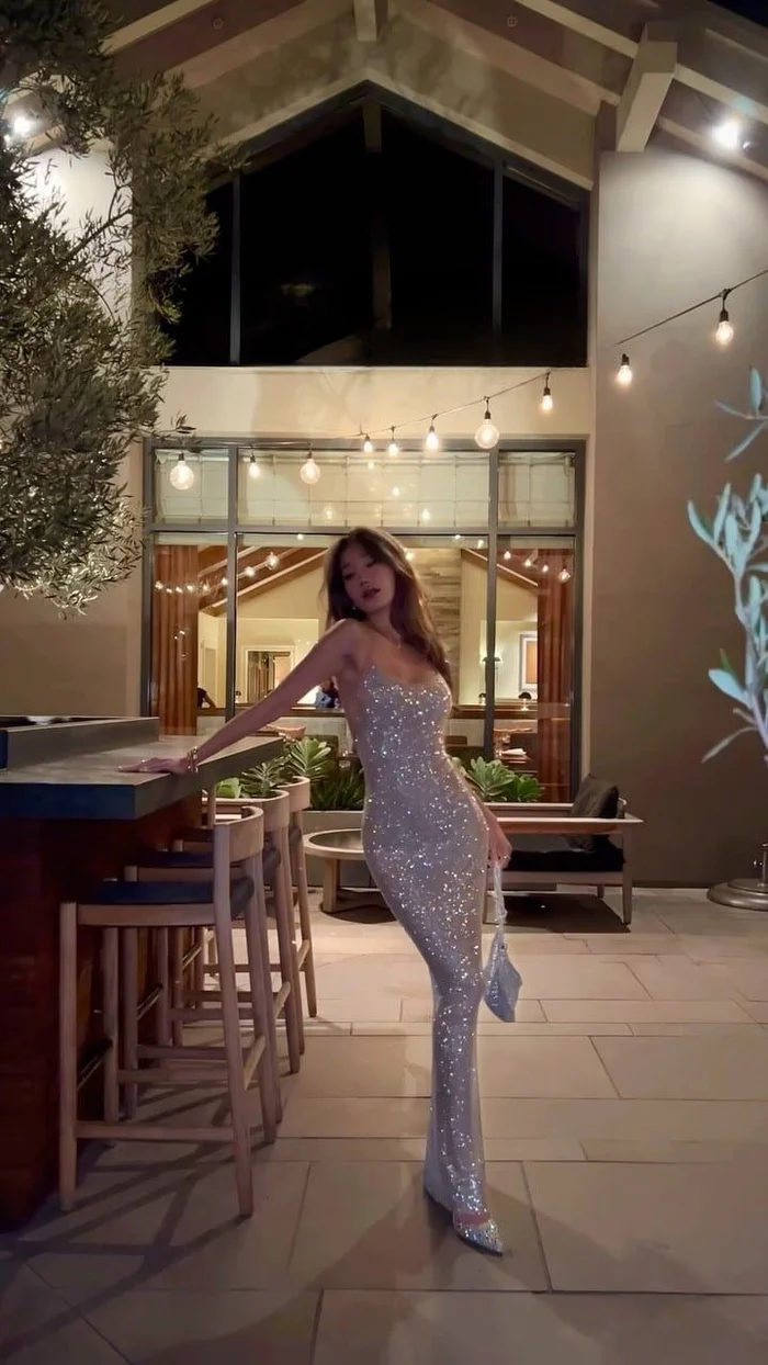 Glitter Spaghetti Straps Silver Sequin Sheath Backless Prom Dress Long Evening Gown