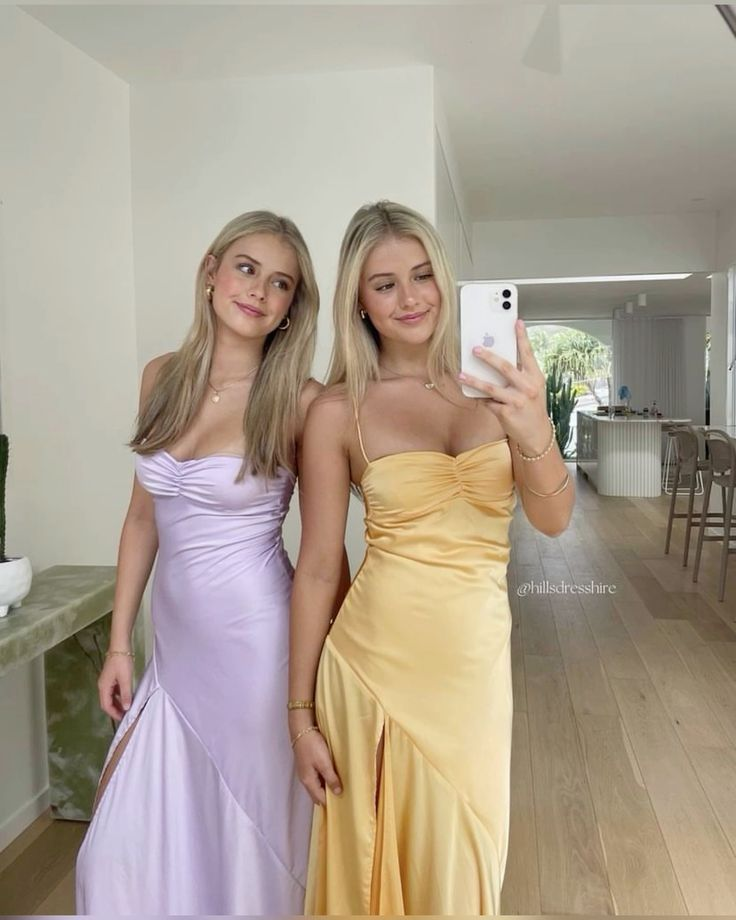 Sexy Spaghetti Straps Yellow Satin Slit Party Dress Evening Dress