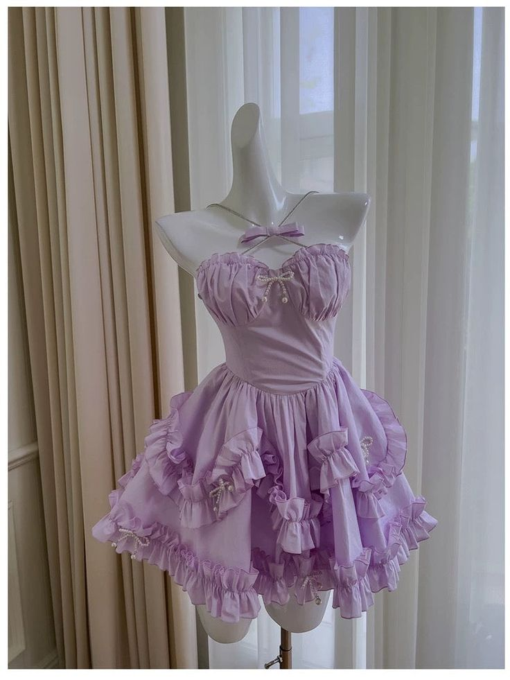 Cute Halter Lilac Chiffon Short Homecoming Dress Birthday Outfits