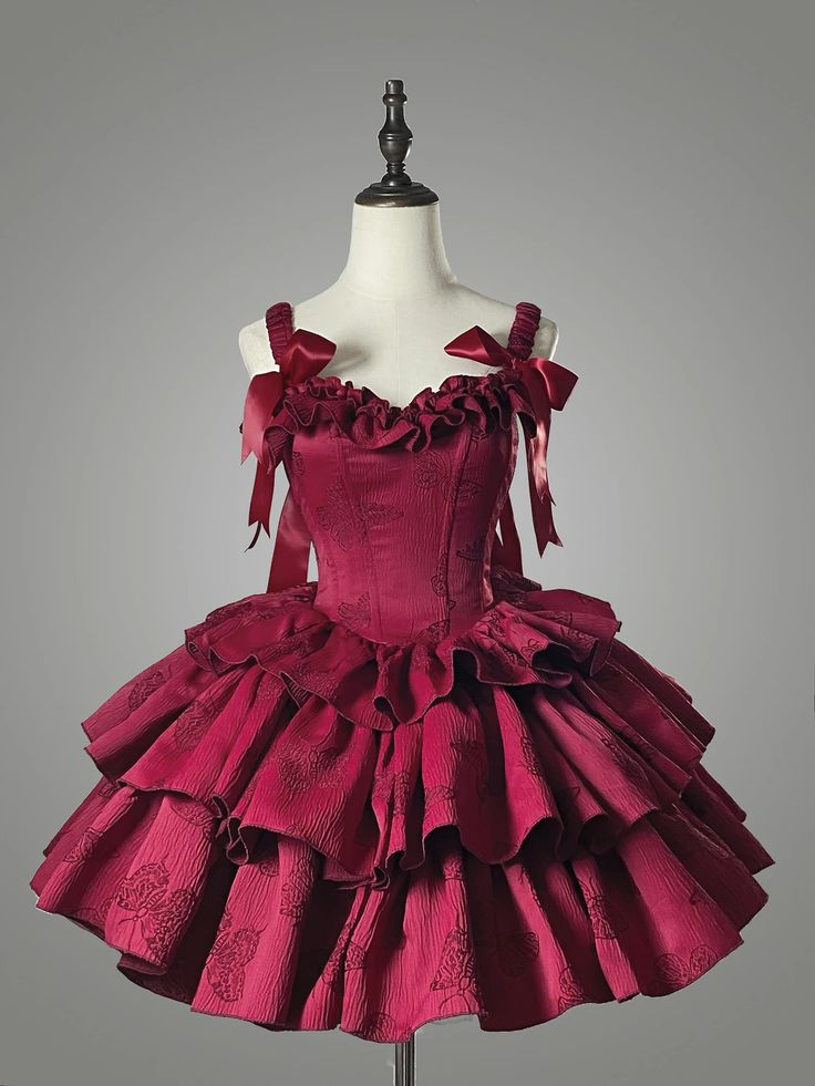 Sweet Satin Multi-Layered Print Floral A Line Homecoming Dress Red Spaghetti Straps Birthday Dress