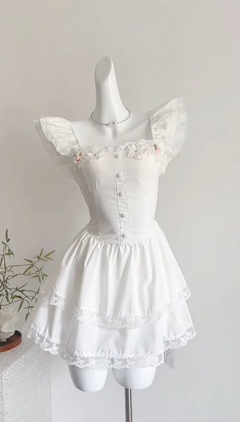 Cute A Line White Vacation Dress Short Women Dress
