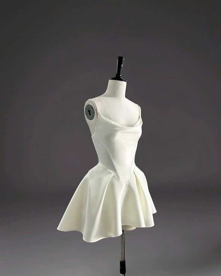 Simple Spaghetti Straps White Satin A Line Birthday Outfits Short Formal 7th Grade Homecoming Dress