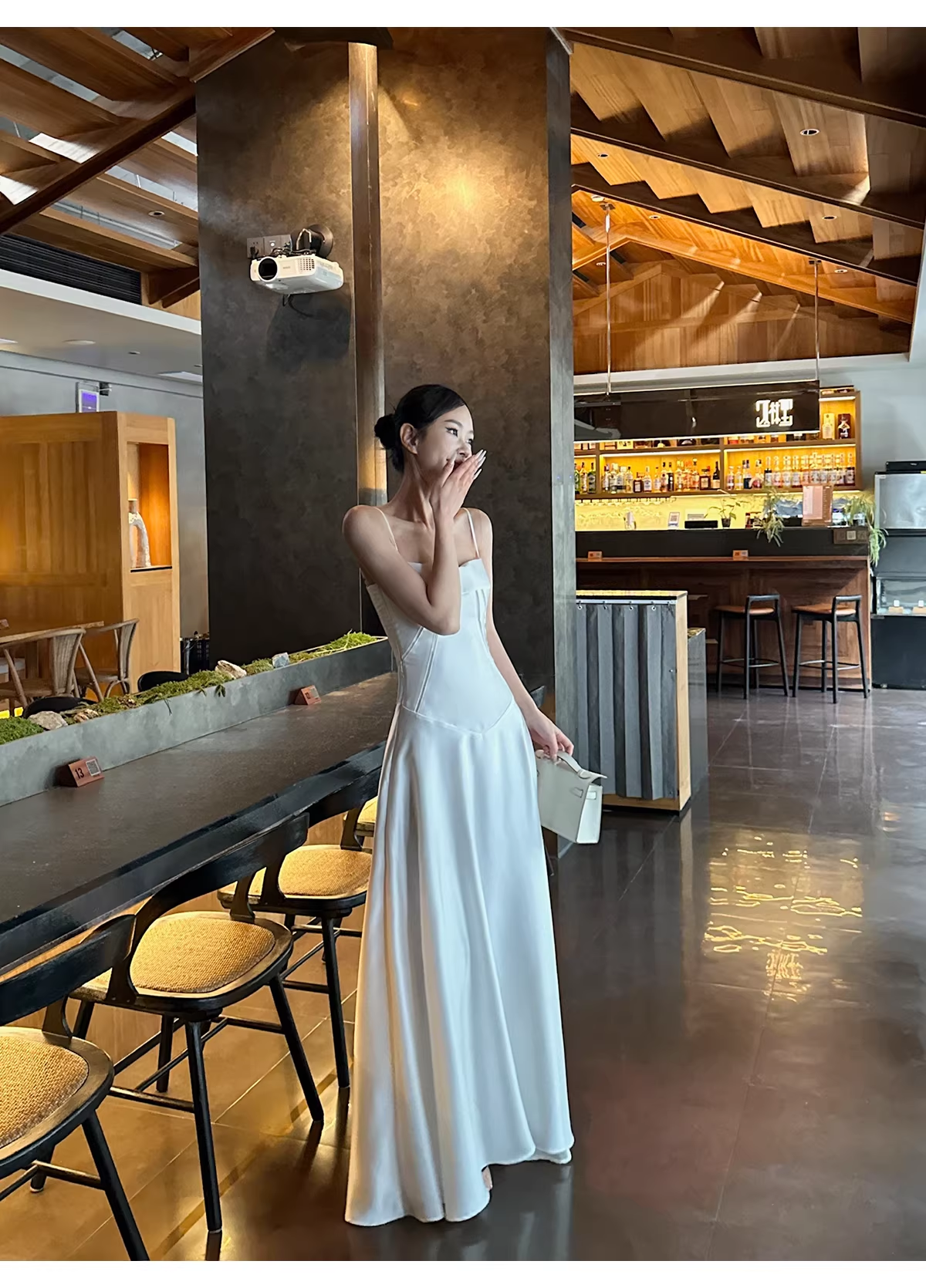 Classy Spaghetti Straps White Satin A Line Long Birthday Evening Dress Formal Wedding Guest Dress