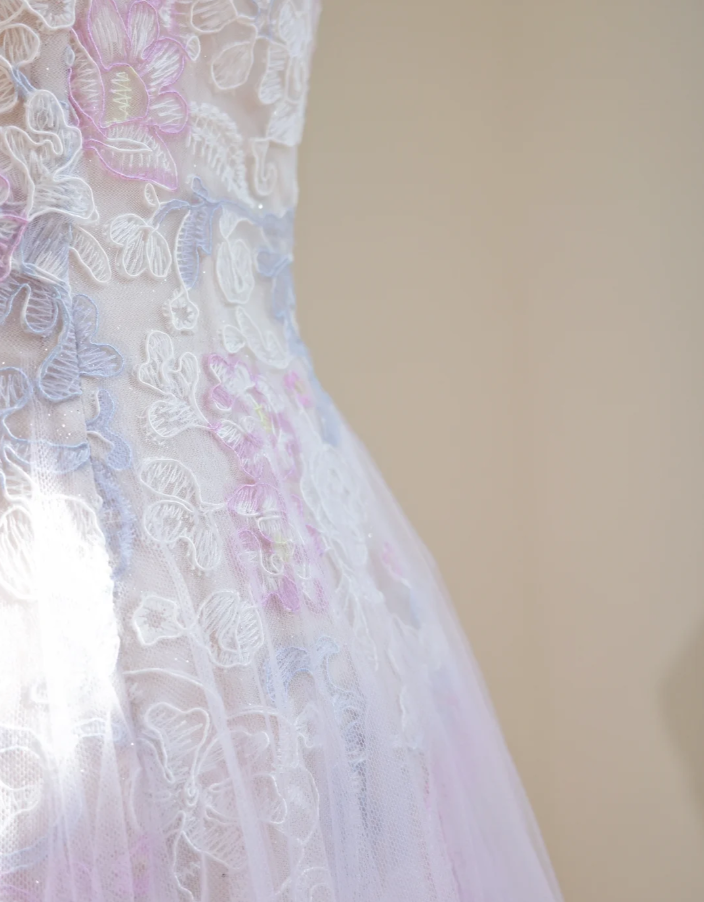 Sweet Strapless Lilac Tulle Appliques A Line Short Homecoming Dress Birthday Outfits