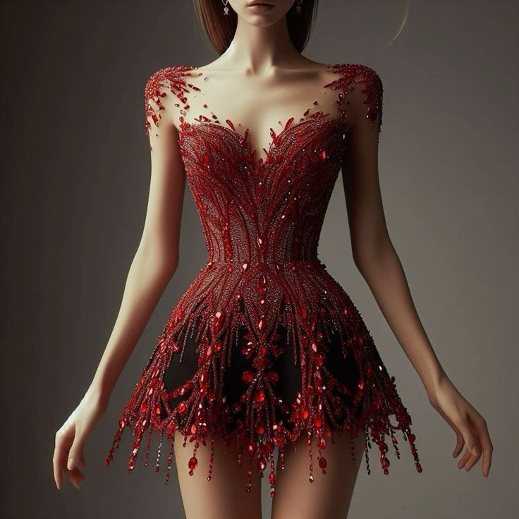 Gorgeous Red Sequin Beaded Short Cocktail Dress Homecoming Dress