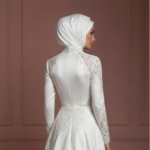 Luxury Modest Bridal Gown With Hijab Cover Wedding Dress Muslim