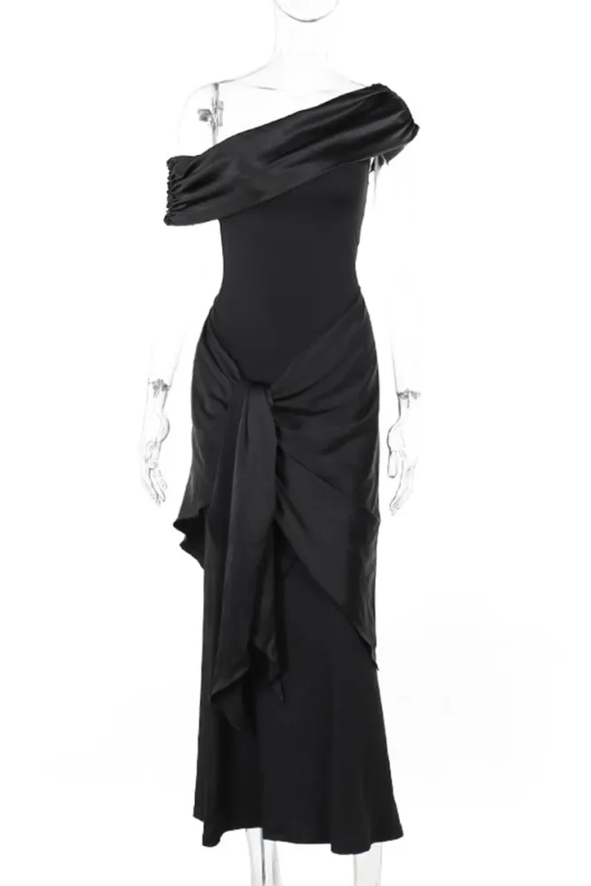 Fashion Black Off The Shoulder Prom Dress Sexy Party Evening Gown