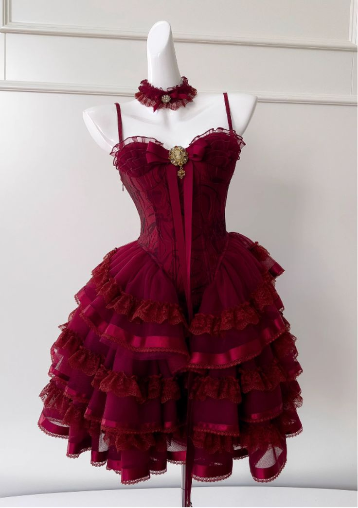 Pretty Red Spaghetti Straps Tulle Multi-Layered A Line Short Party Dress Formal Graduation Homecoming Dress