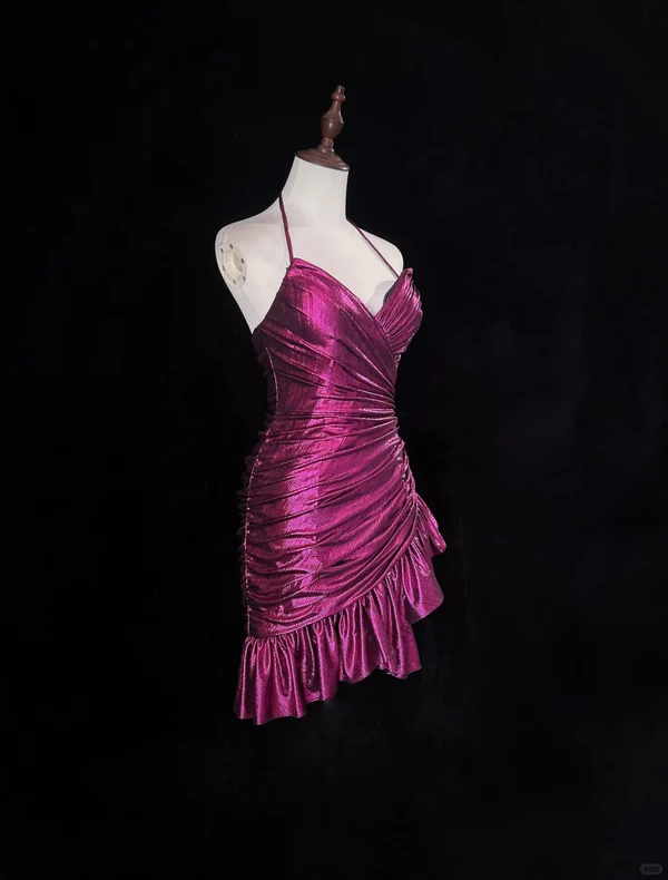 Sexy Halter Pleated Mini Cocktail Dresses Homecoming Dress