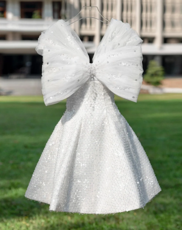 Classy White Tulle Sequin A Line Birthday Outfits Formal Homecoming Dress