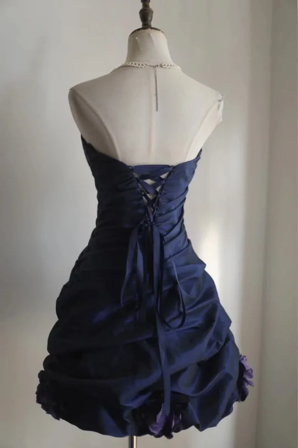 Vintage Sweetheart Royal Blue Taffeta Mini Formal 8th Grade Homecoming Dress Short Birthday Outfits