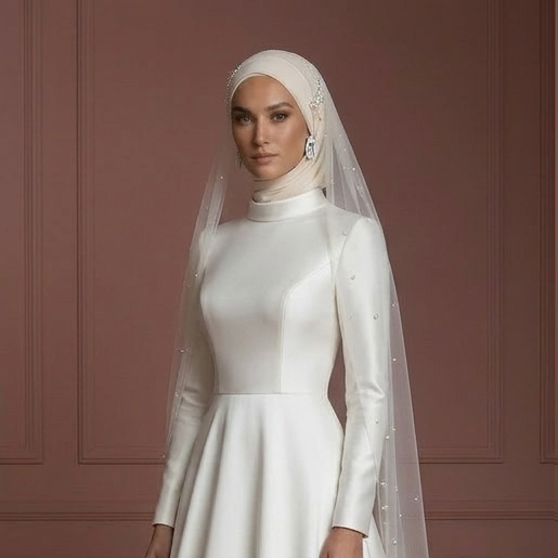 Modern Muslim Hijab Bridal Wedding Dress Elegant Bridal Style Muslim