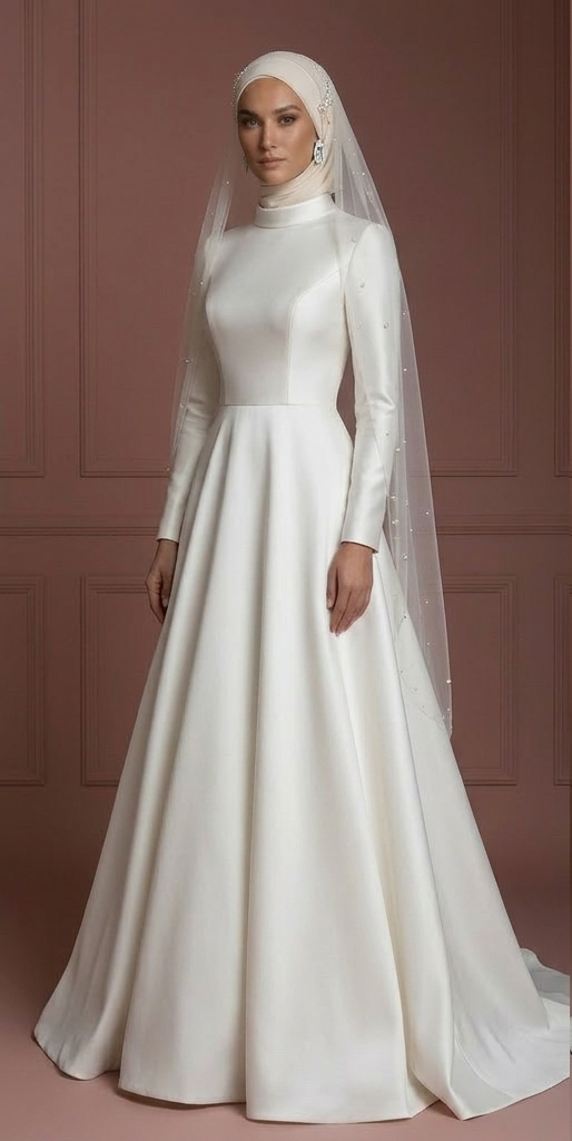 Modern Muslim Hijab Bridal Wedding Dress Elegant Bridal Style Muslim