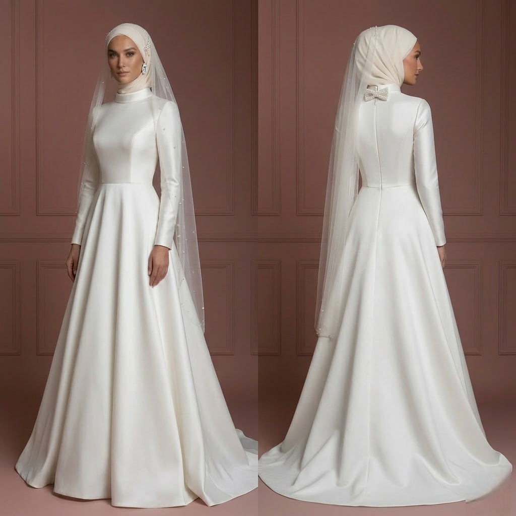 Modern Muslim Hijab Bridal Wedding Dress Elegant Bridal Style Muslim