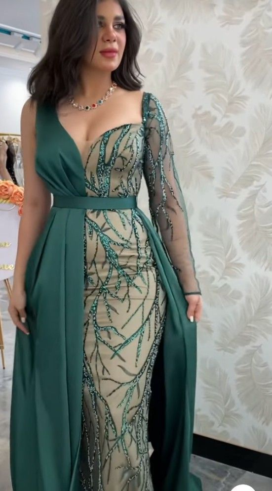 Temperament Applique Mermaid Evening Dress Sexy Ladies Formal Dresses