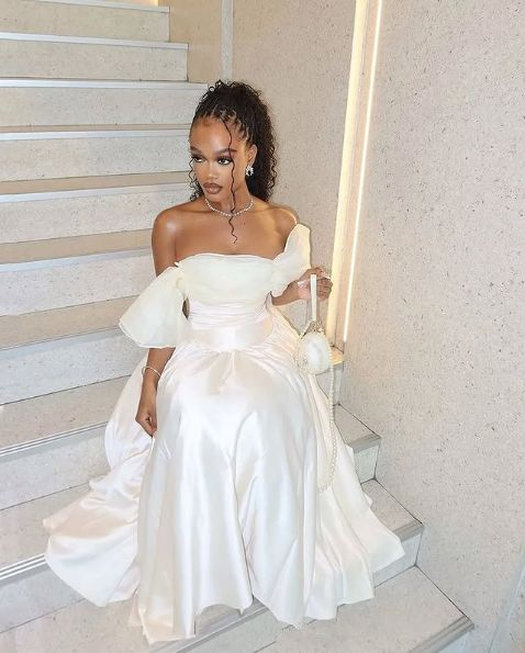 Chic Off Shoulder Satin Tulle Evening Prom Dress