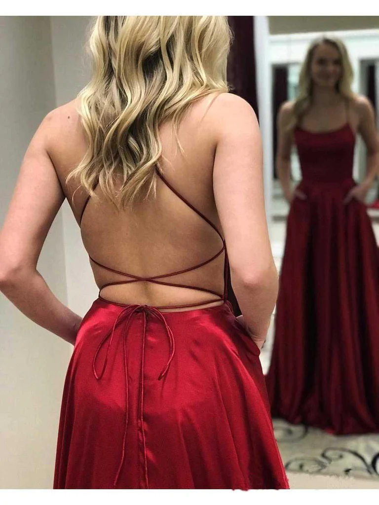 Charming Burgundy Side Slit Long Evening Dress, Sexy Prom Dresses