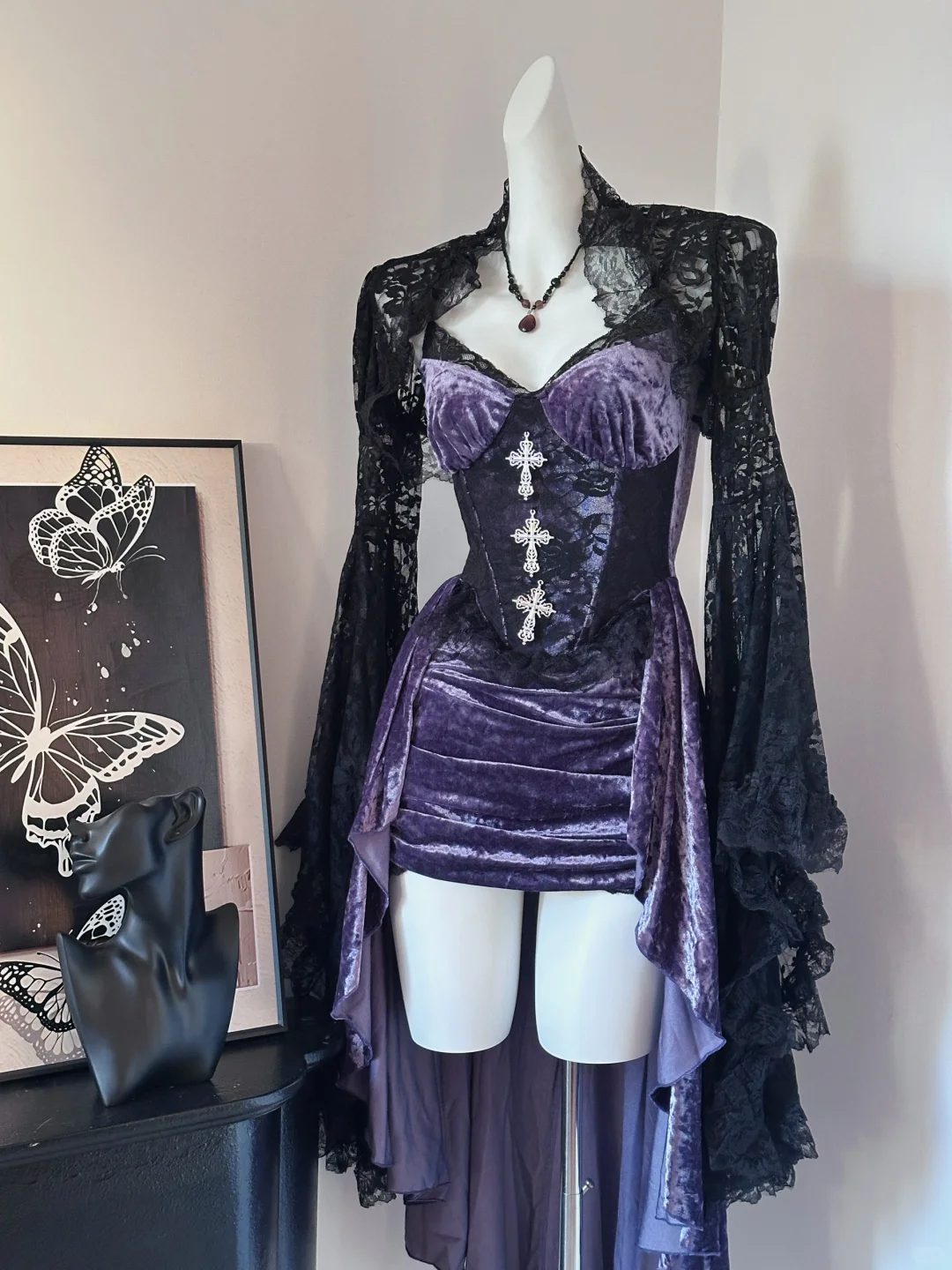 Sexy Purple Spaghetti Straps Velvet Short Birthday Party Dress Formal Homecoming Dress