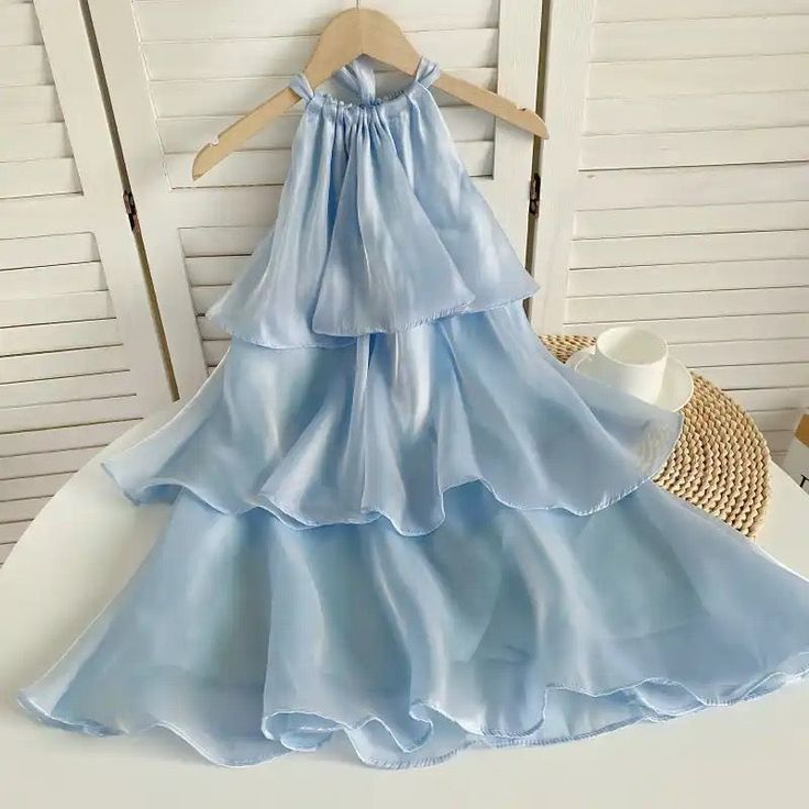 Sexy Halter Blue Organza Layered Homecoming Dress A Line Cocktail Dress