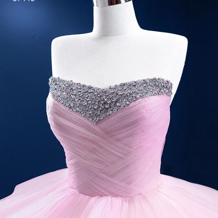 Luxurious Pink Tulle Beaded Layered Ball Gown Sweet 16 Dress Quinceanera Dress