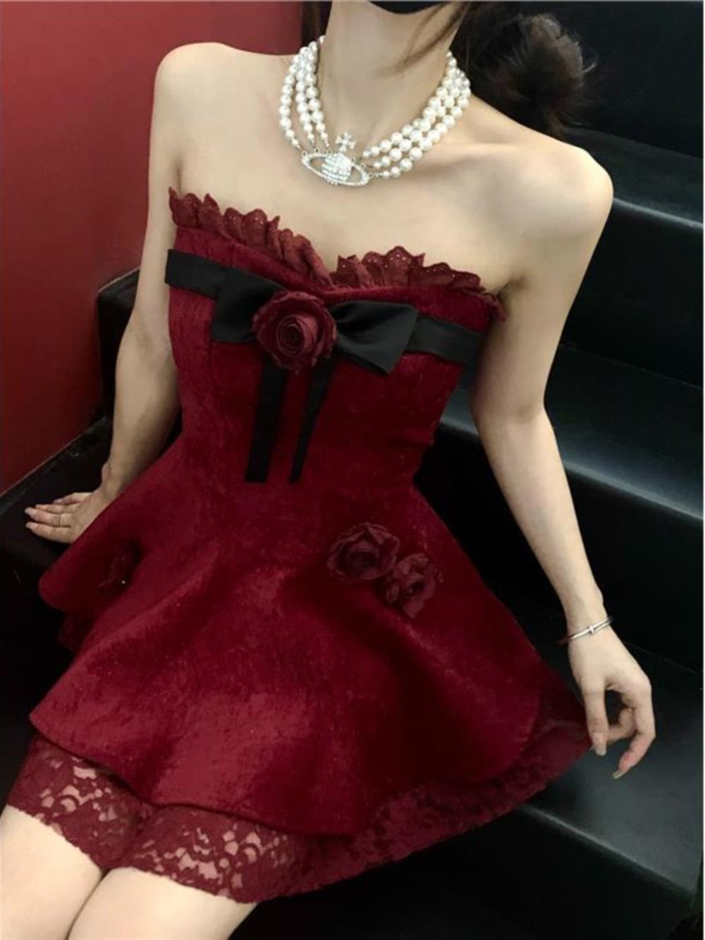 Chic A line Sweetheart Red Lace Homecoming Dresses Birthday Dress Birthday Outfits