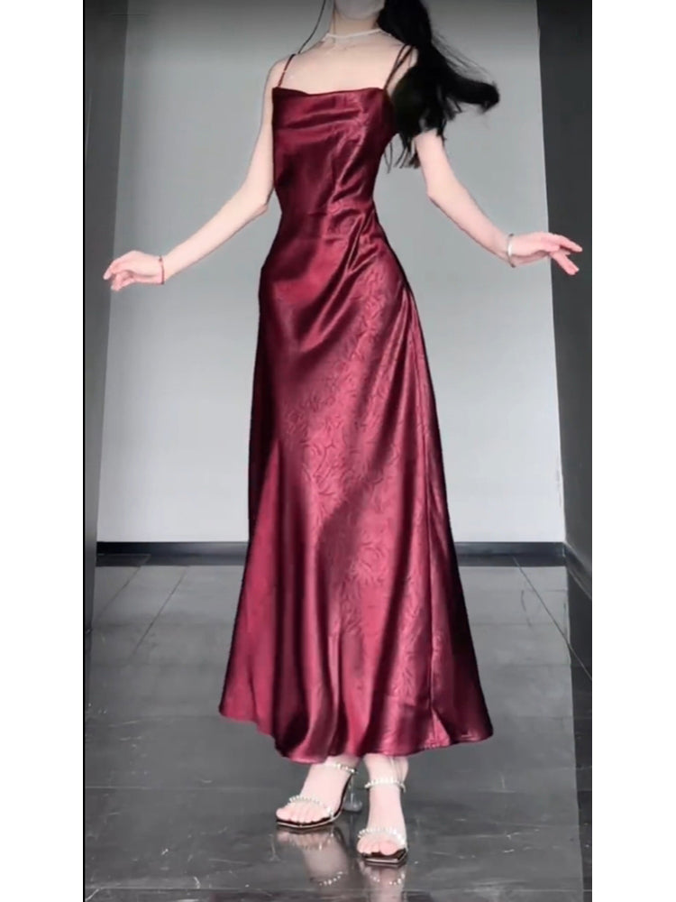 Chic Sheath Spaghetti Straps Christmas Dress Burgundy Prom Dresses Birthday Outfits