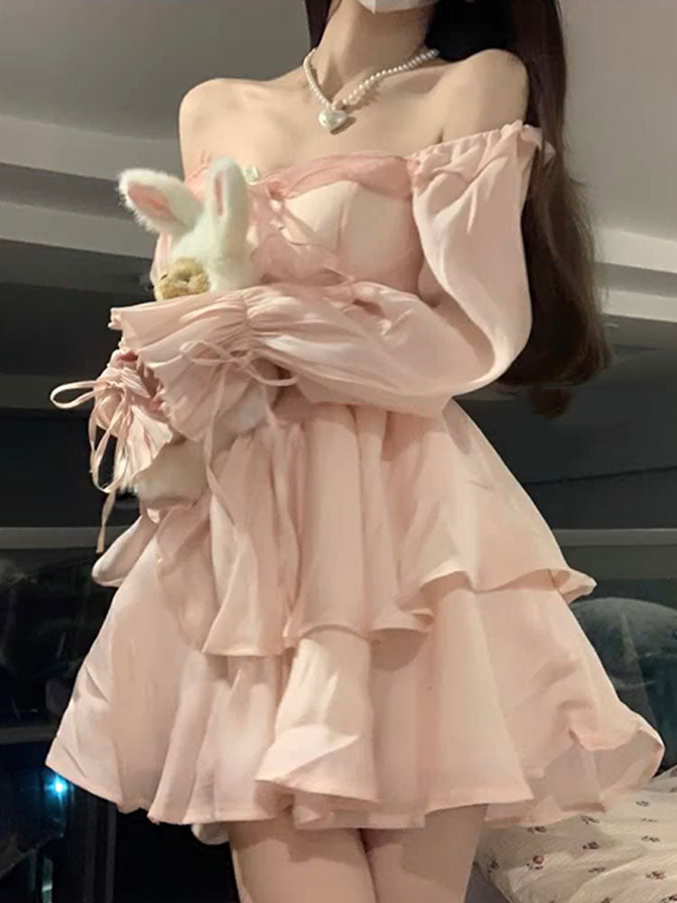 Cute A Line Off The Shoulder Chiffon Pink Short Birthday Dresses Birthday Outfits