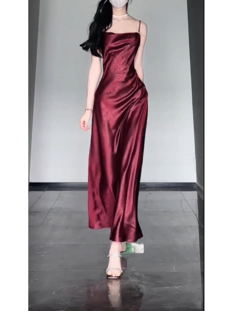 Chic Sheath Spaghetti Straps Christmas Dress Burgundy Prom Dresses Birthday Outfits
