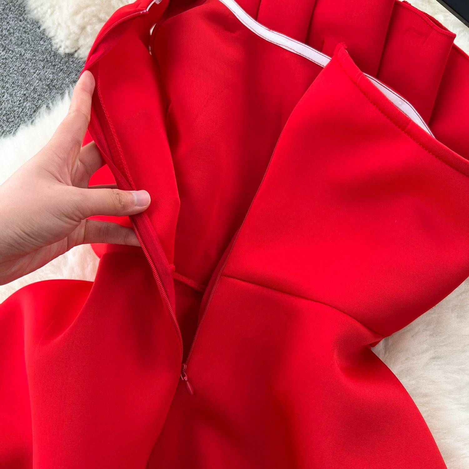 Simple A line One Shoulder Ruffles Holiday Dresses Midi Length Women's Dress
