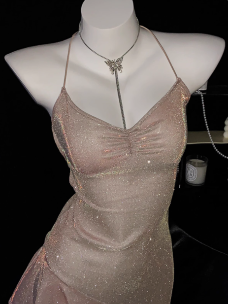 Simple Pink Spaghetti Straps Ruffles Short Homecoming Dress Cocktail Dress