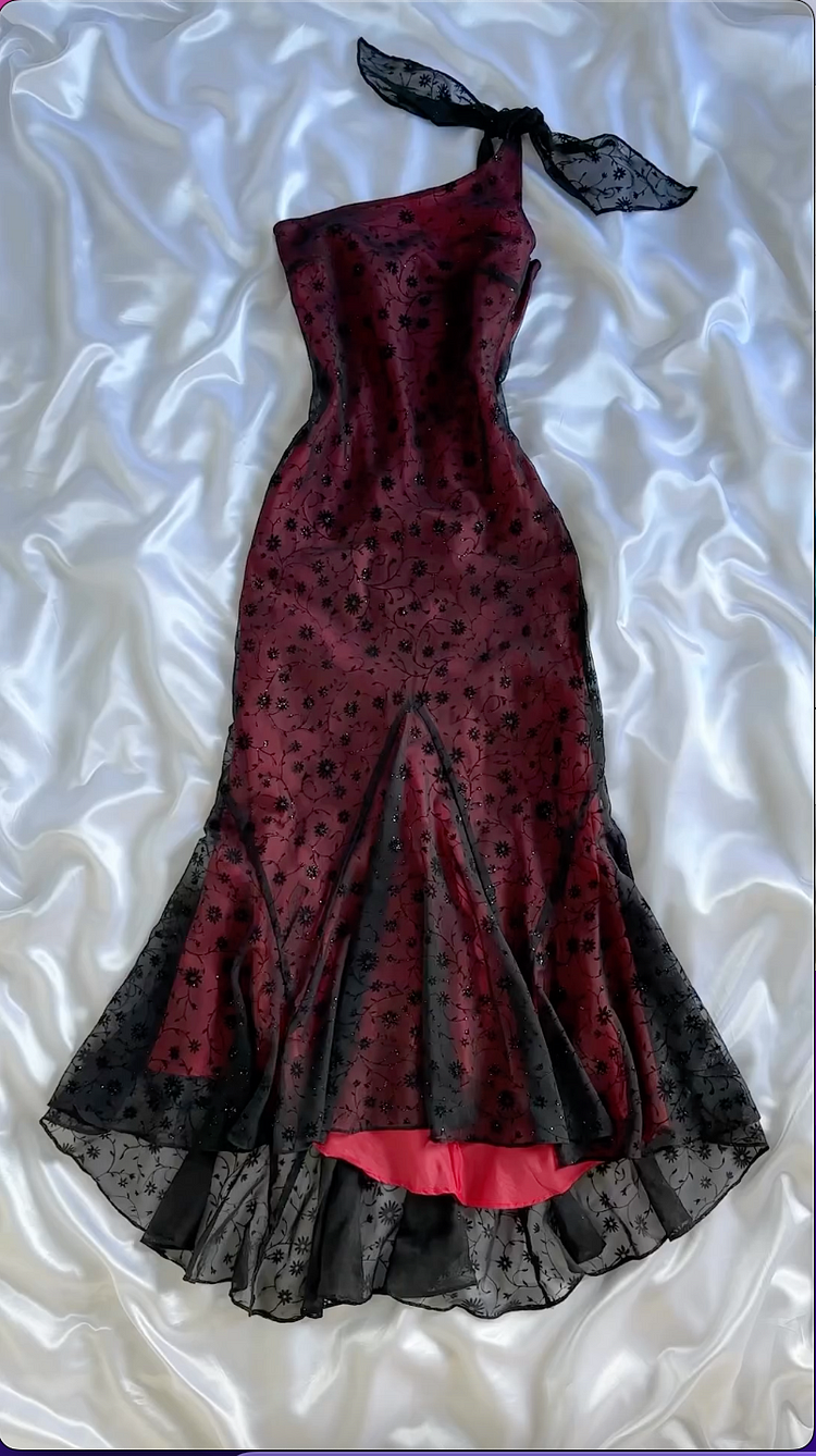 Pretty Burgundy One Shoulder Tulle Sequins Evening Dress,Long Mermaid Party Prom Gown