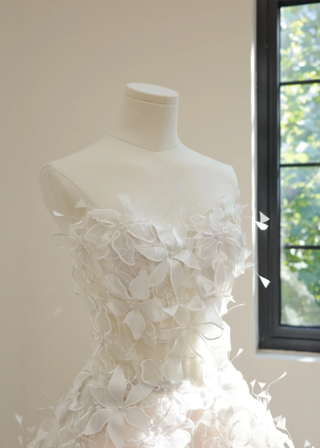 Fairy Strapless White Tulle Lace Gardenia A Line Birthday Outfits Homecoming Dress