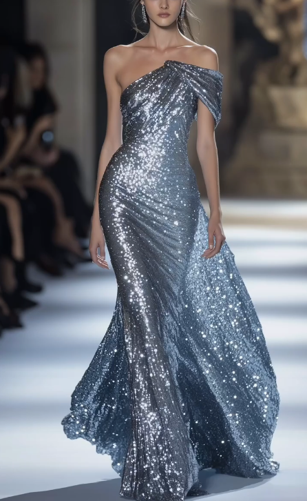 Glamorous One Sequins Mermaid Evening Dress Prom Dress,Long Party Dress
